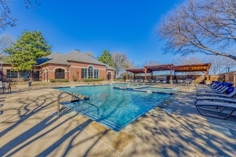 Resort style pool at Windsor Westbridge, Carrollton, TX