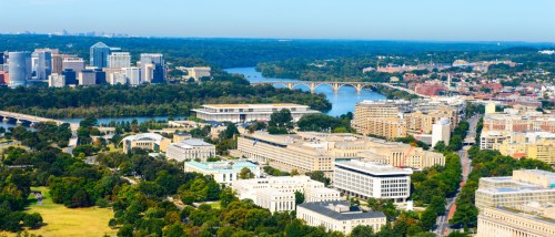 Aerial view of Washington, DC, from the Washington Monument.